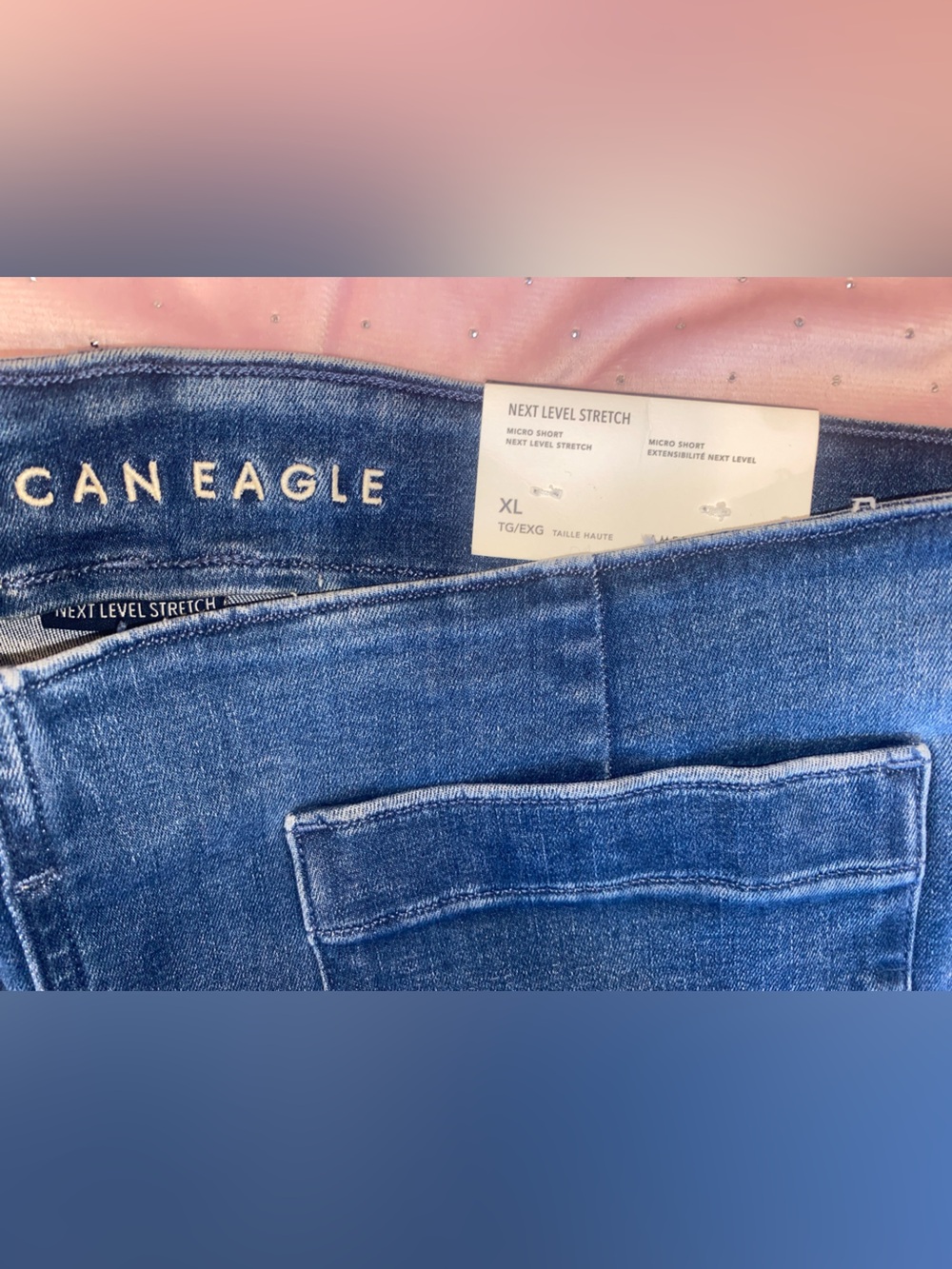 American Eagle Blue Denim Micro Shorts with Front Pockets - Picture 2 of 5